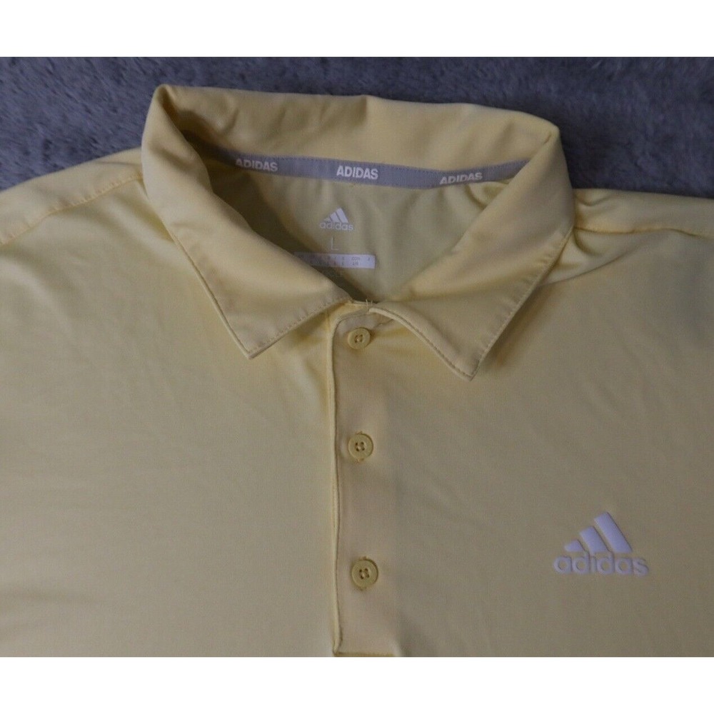 Adidas Golf Men's Yellow Short Sleeve Polo Shirt SZ Large Athletic Casual Fit